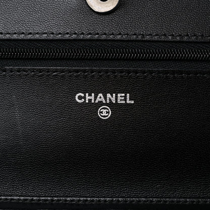 Chanel Lambskin Quilted Wallet On Chain WOC So Black 6 of 11