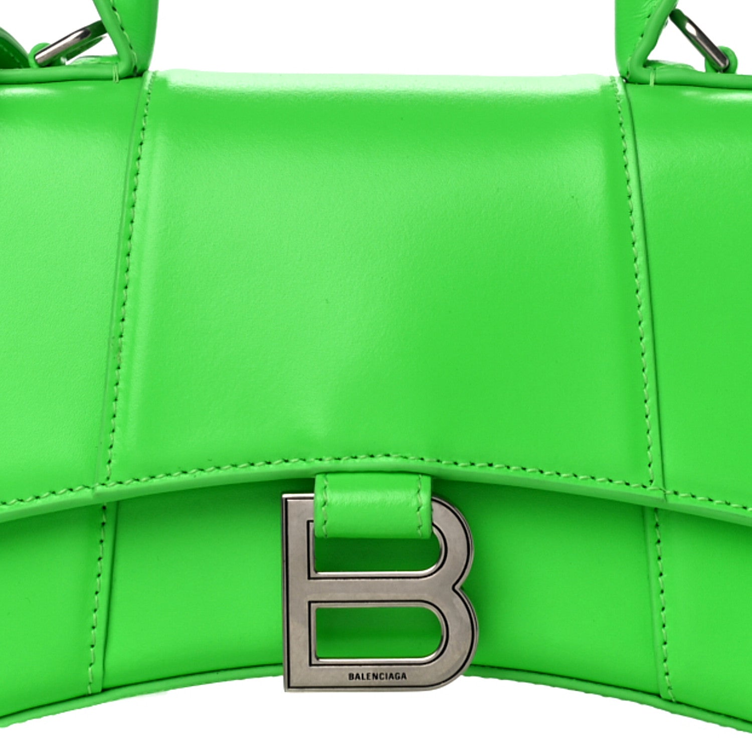 Balenciaga Shiny Box Calfskin Hourglass Top Handle Bag XS Fluo Green 9 of 11
