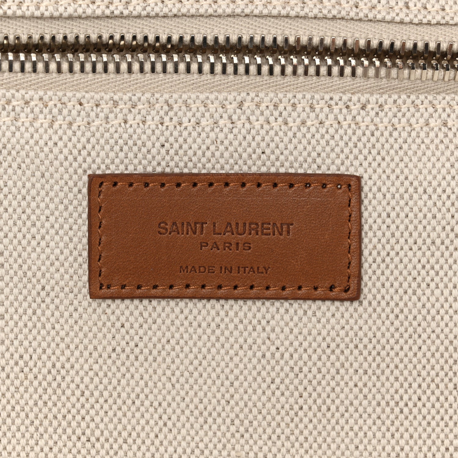 Saint Laurent Linen Calfskin Rive Gauche Tote Greggio Brick 6 of 11