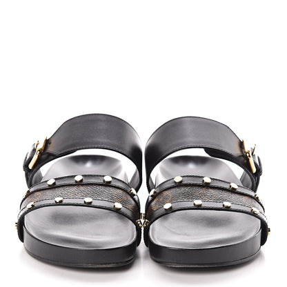 Louis Vuitton Bom Dia Flat Mule Sandals 37 Black 2 of 7