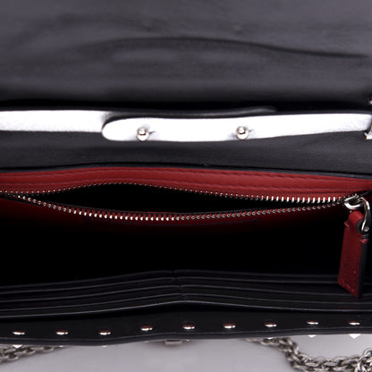 Valentino Garavani Metallic Lambskin Rockstud Spike Wallet on Chain Silver 5 of 18