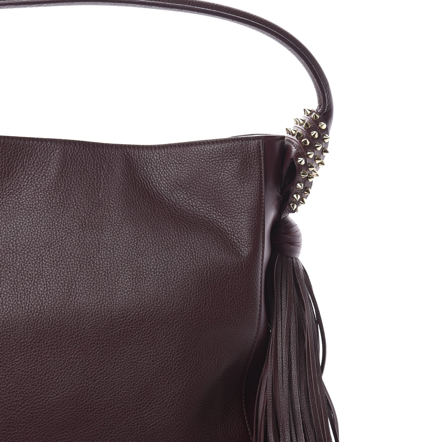 Christian Louboutin Empire Calf Spikes Fringe Eloise Hobo Bordeaux 8 of 10