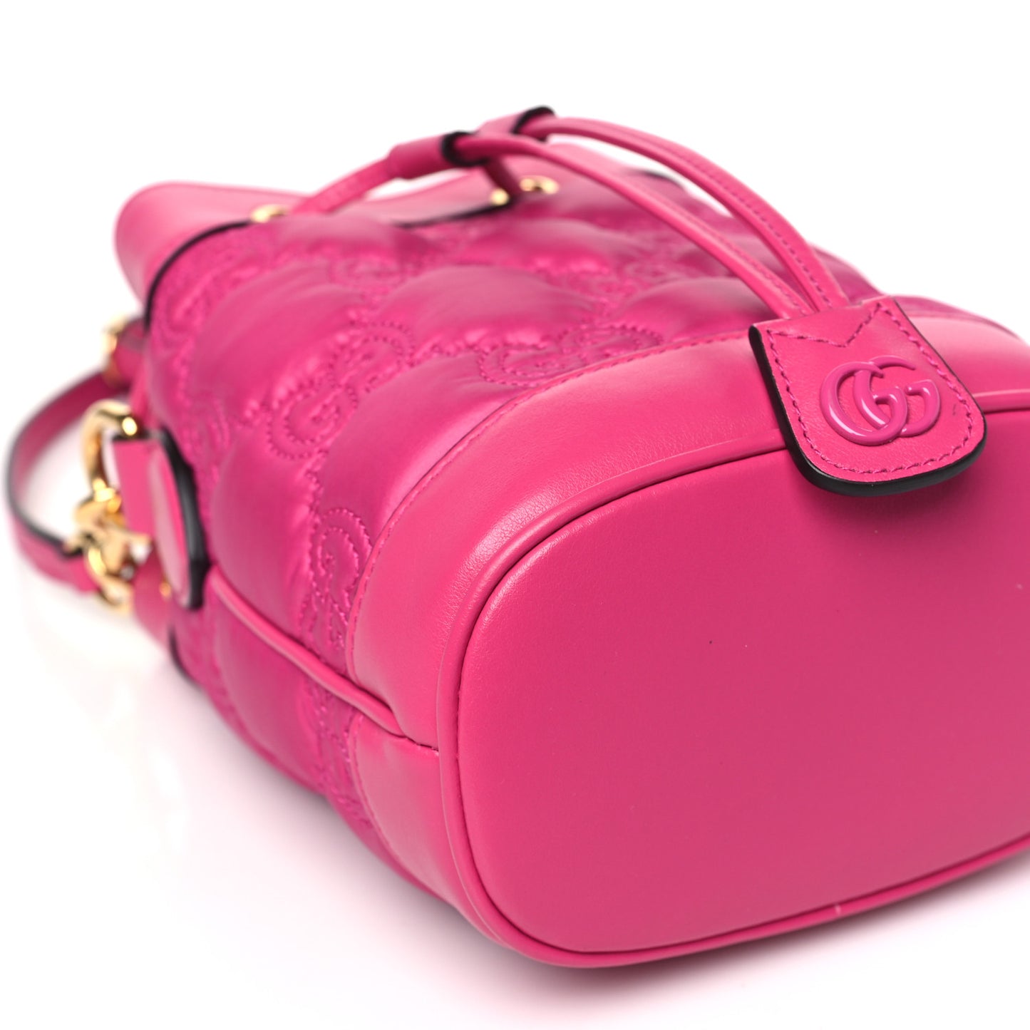 Nylon Calfskin Enamel GG Matelasse Bucket Bag Lovely