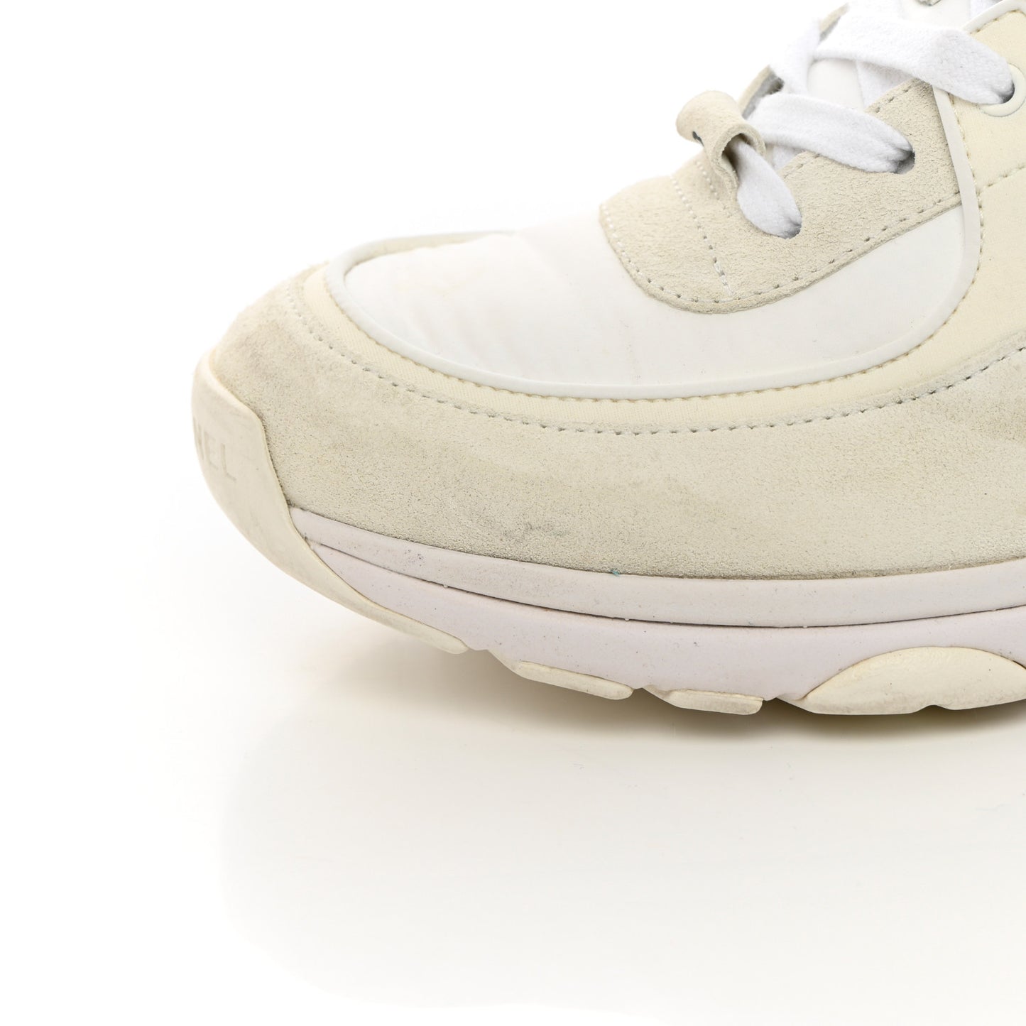Suede Calfskin Fabric CC Sneakers 38 White