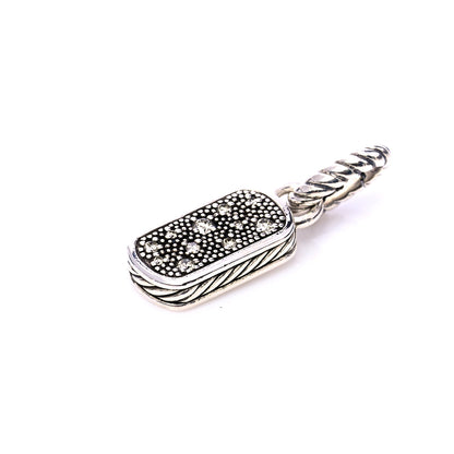 David Yurman Sterling Silver Diamond Midnight Melange Dog Tag Pendant 3 of 5
