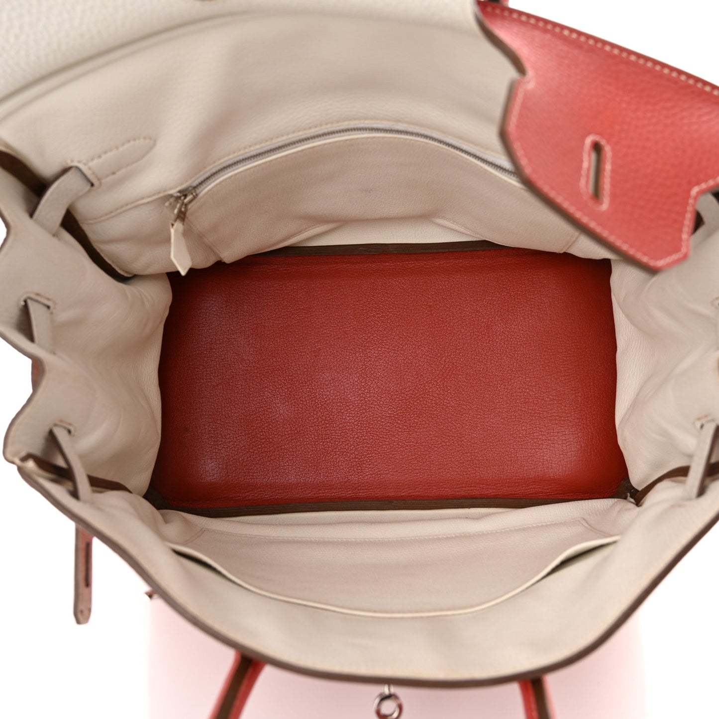 Taurillon Clemence Eclat Birkin 35 Sanguine White