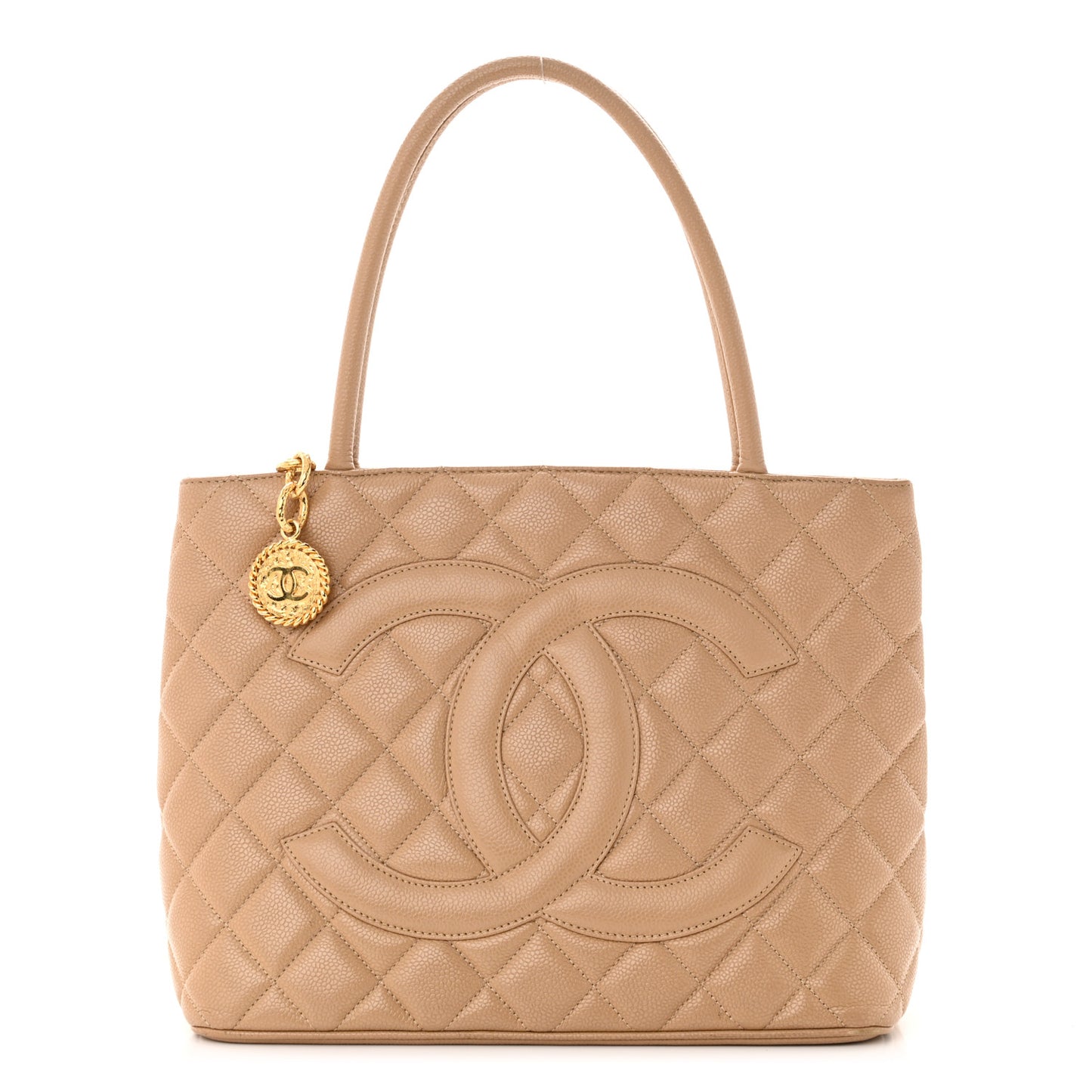 Caviar Quilted Medallion Tote Beige