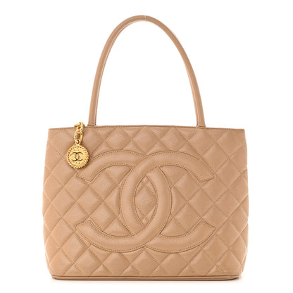 Chanel Caviar Quilted Medallion Tote Beige 1 of 13