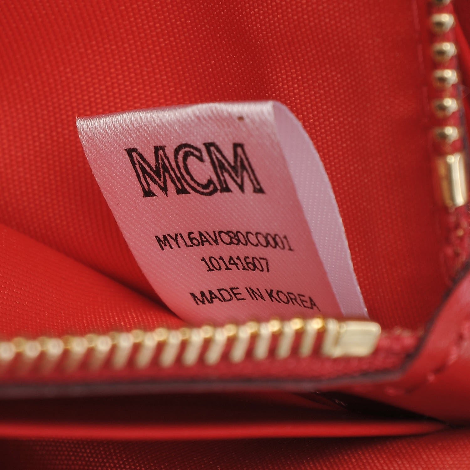 MCM Visetos Large Zip Around Wallet Cognac Red 5 of 10