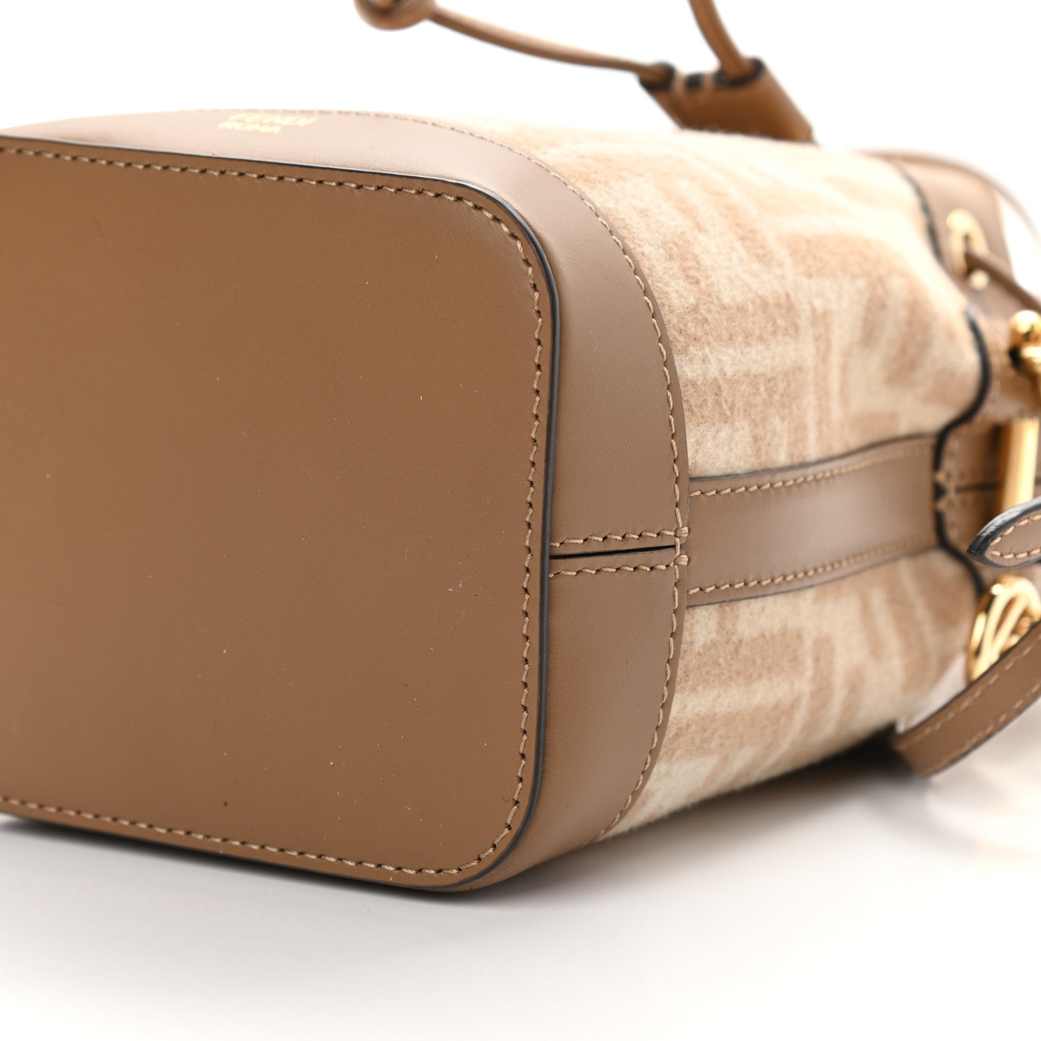 Fendi Wool Vitello King FF 1974 Mini Mon Tresor Bucket Bag Beige Cammello Sand 9 of 9
