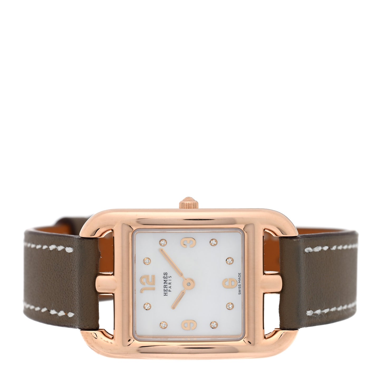 18K Rose Gold Swift Diamond Mother of Pearl 23mm Cape Cod Quartz Watch Etoupe