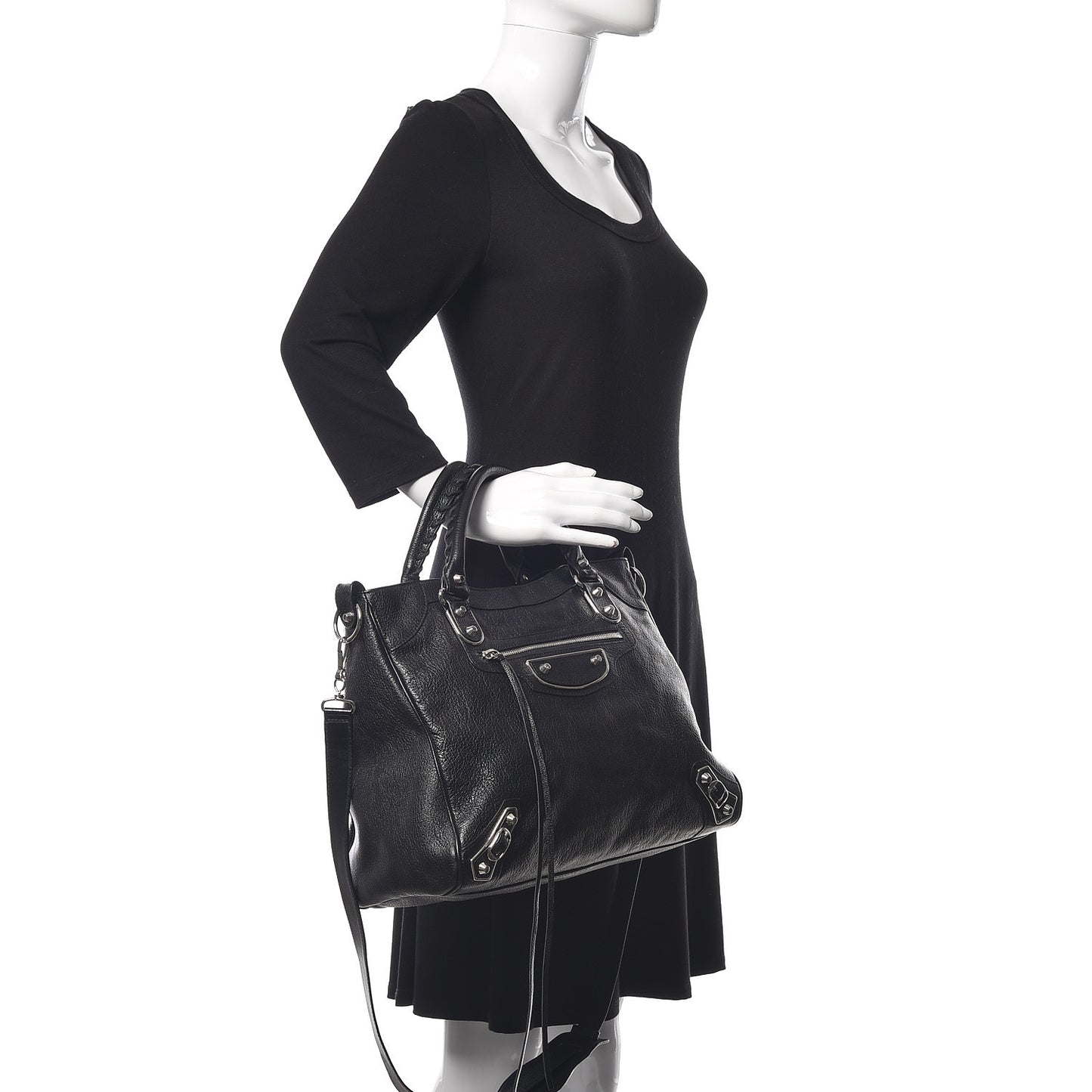 Chevre Silver Metallic Edge Hardware Velo Black