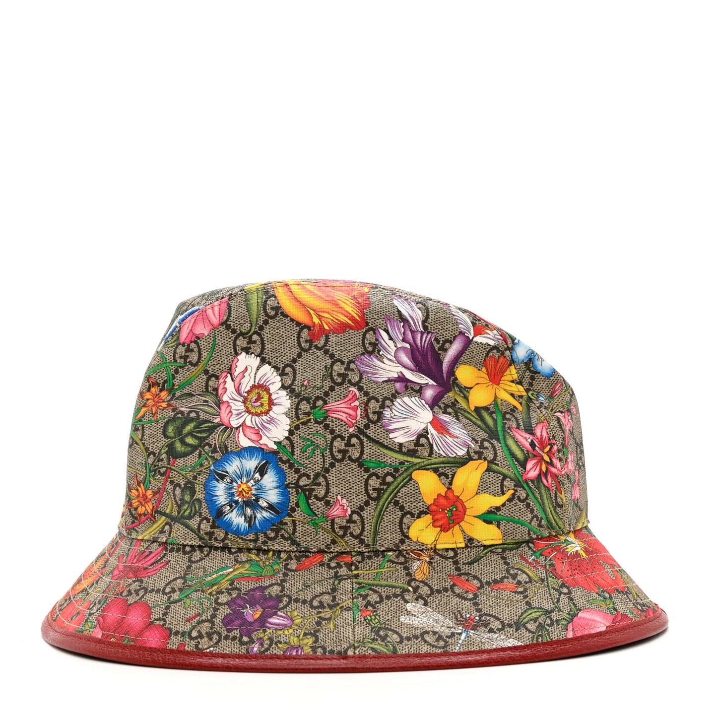 GG Supreme Monogram Flora Bucket Hat 57 White