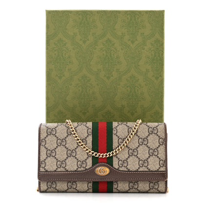 Gucci GG Supreme Monogram Web Ophidia Wallet On Chain Brown 12 of 12