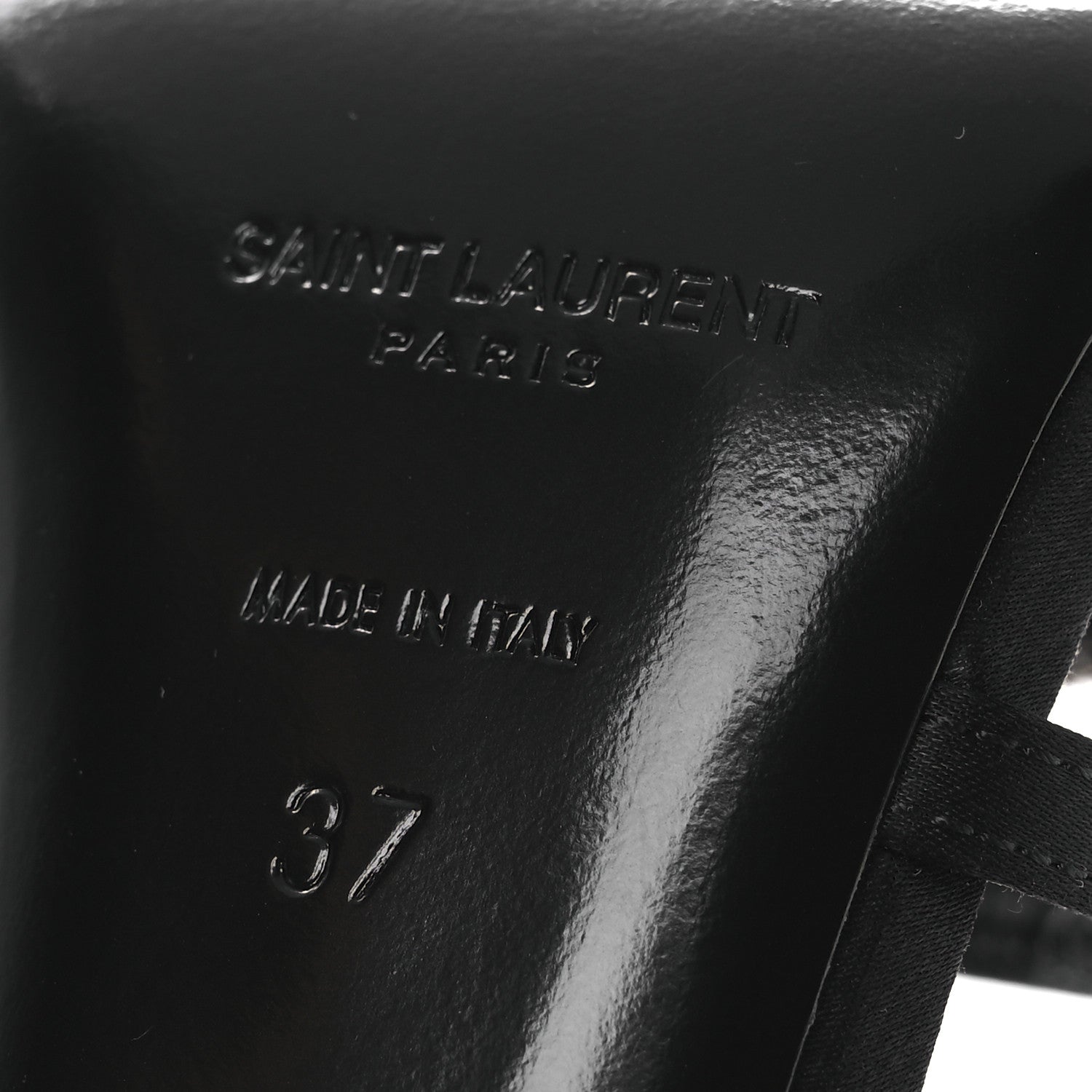 Saint Laurent Crepe Satin Crystal Logo Jerry 110 Ankle Strap Sandals 37 Black 8 of 11