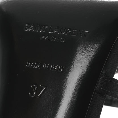 Saint Laurent Crepe Satin Crystal Logo Jerry 110 Ankle Strap Sandals 37 Black 8 of 11