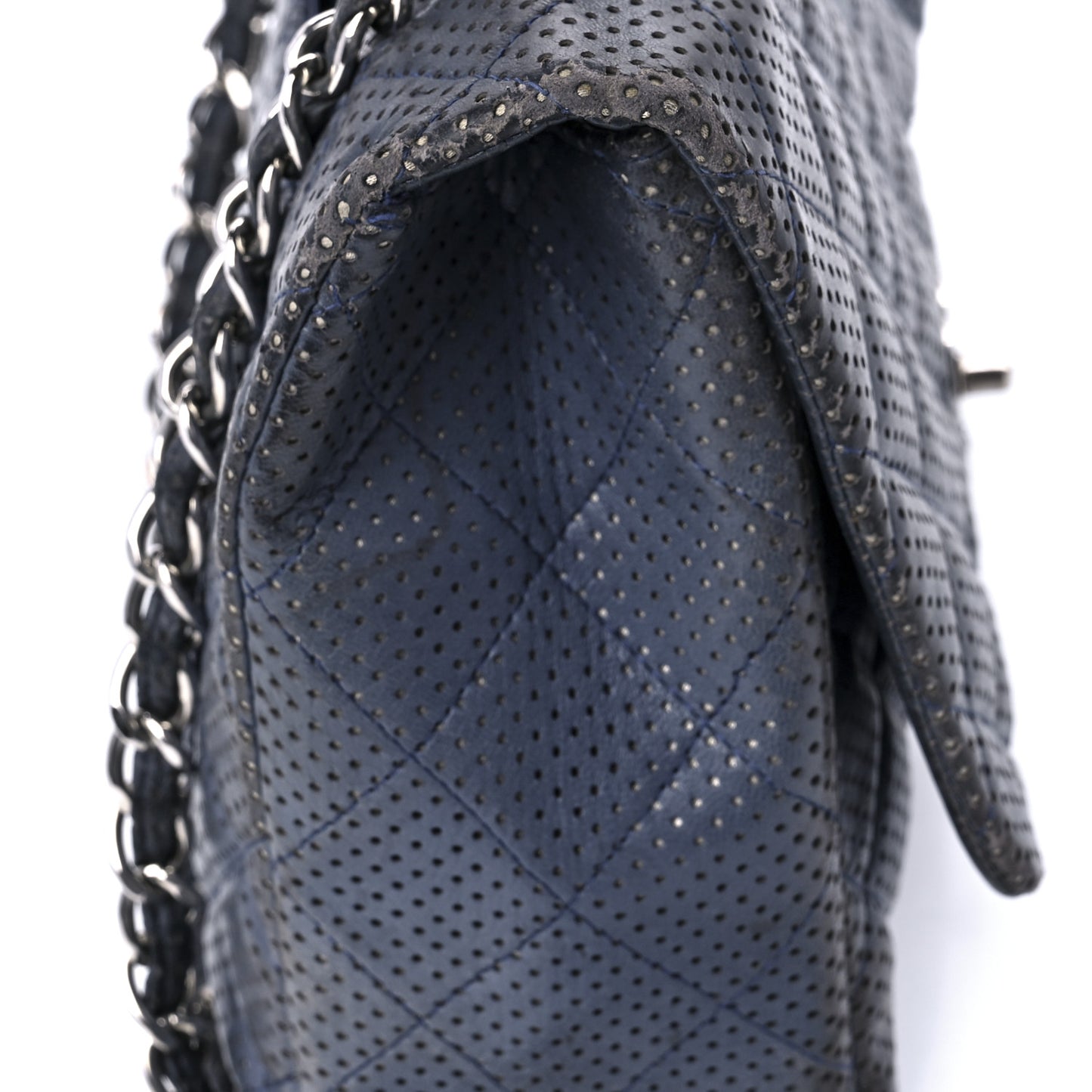 Lambskin Perforated Jumbo Single Flap Blue
