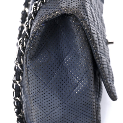 Chanel Lambskin Perforated Jumbo Single Flap Blue 15 of 15