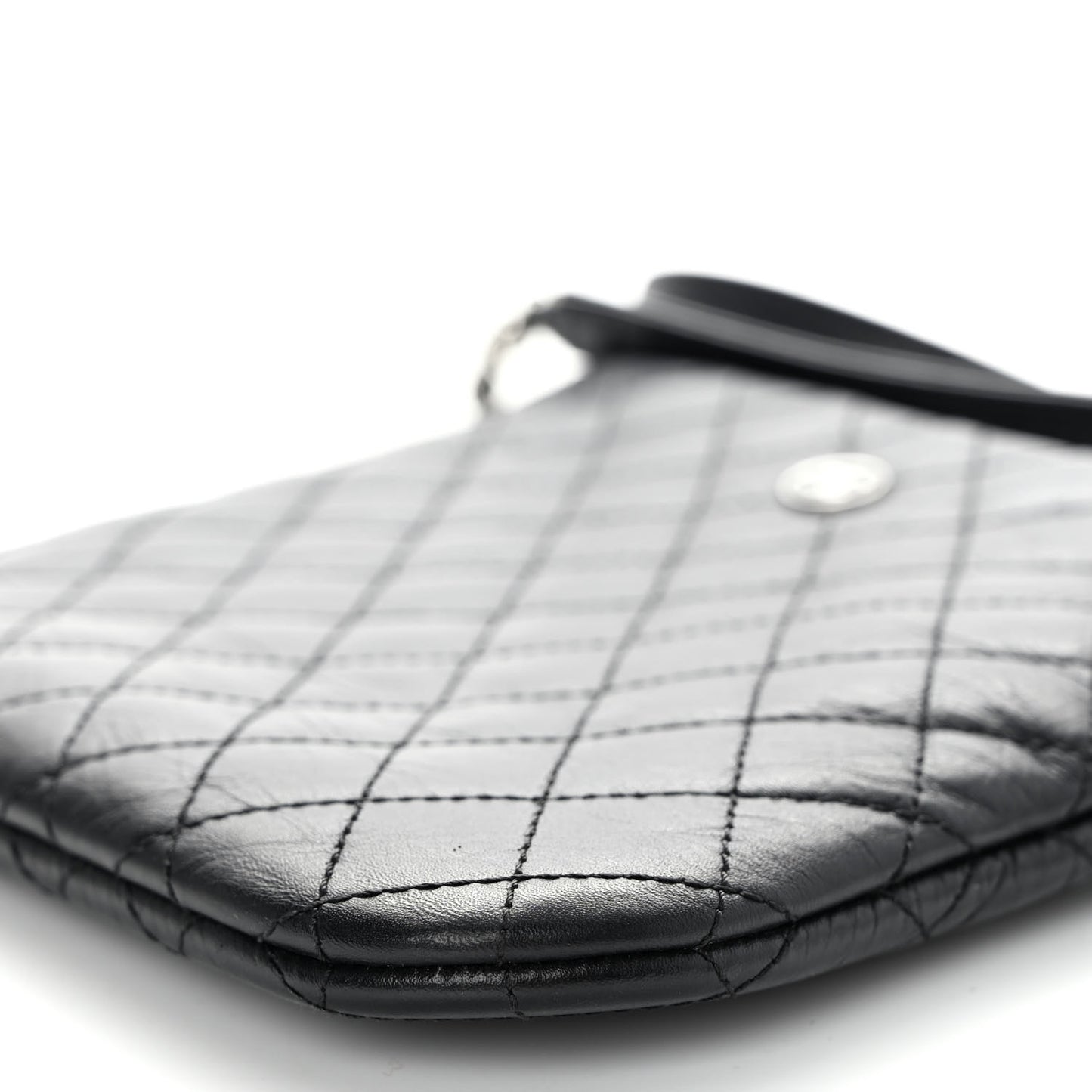 Aged Calfskin Quilted Crossbody Bag Black