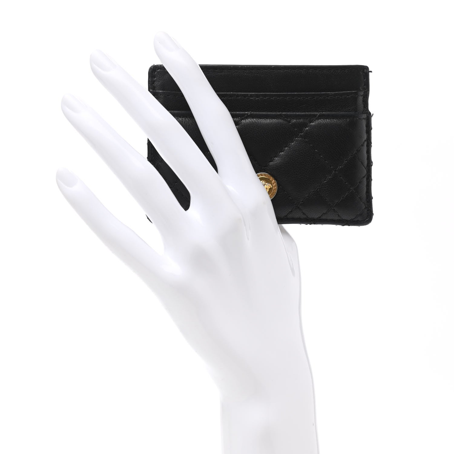 Versace Calfskin Quilted Medusa Card Holder Black 2 of 8