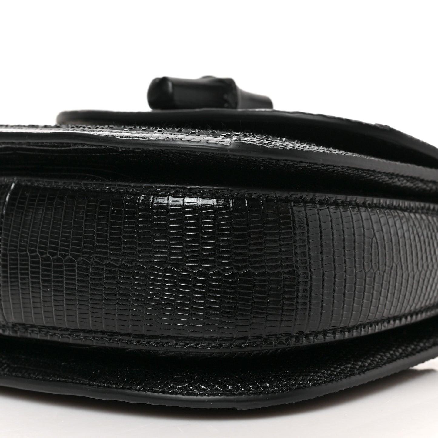 Moire Fabric Calfskin Rhinestone Monogram Monochrome Lizard Embossed Mini Bamboo 1947 Top Handle Chain Bag Black