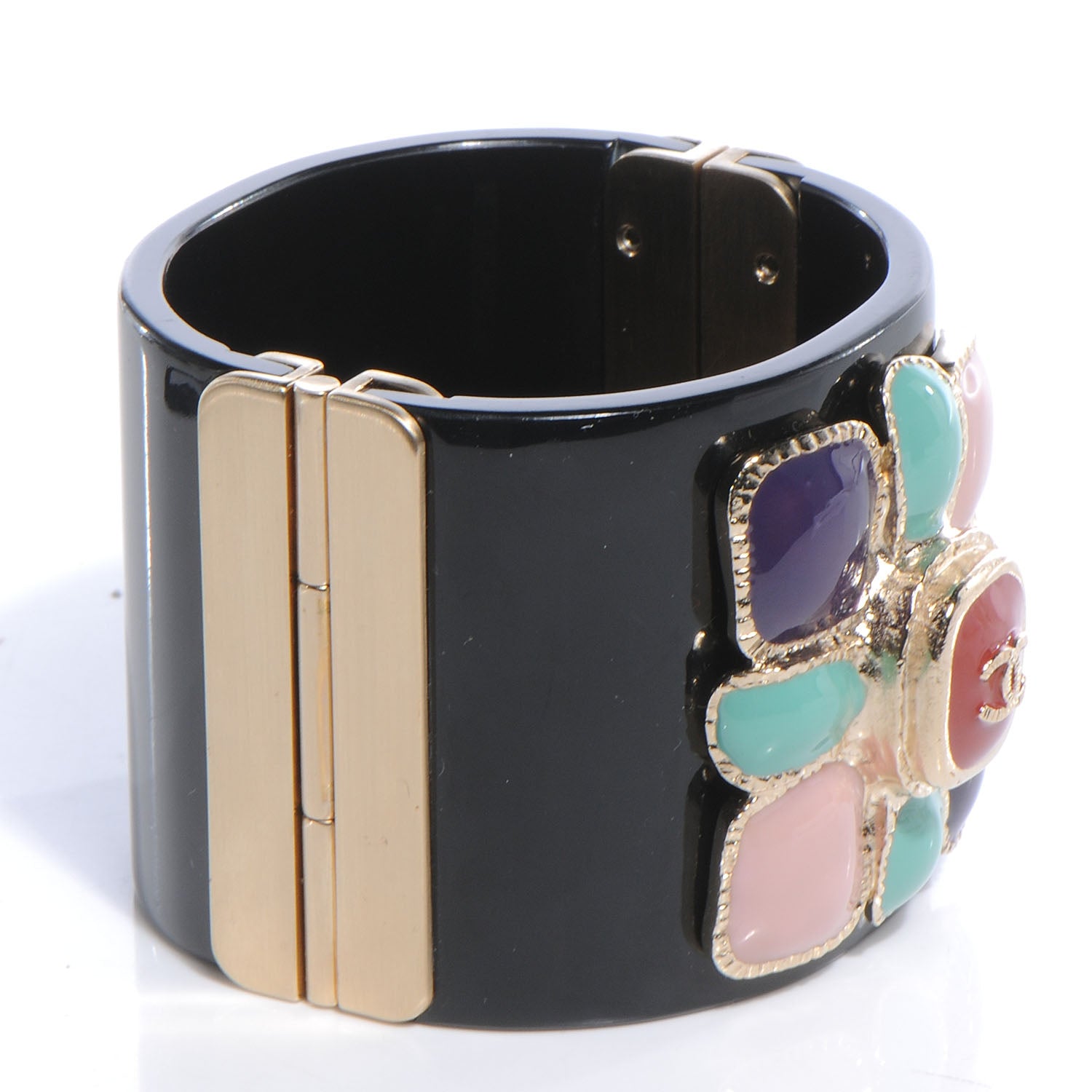 Chanel Resin CC Cabochon Cuff Black 3 of 5