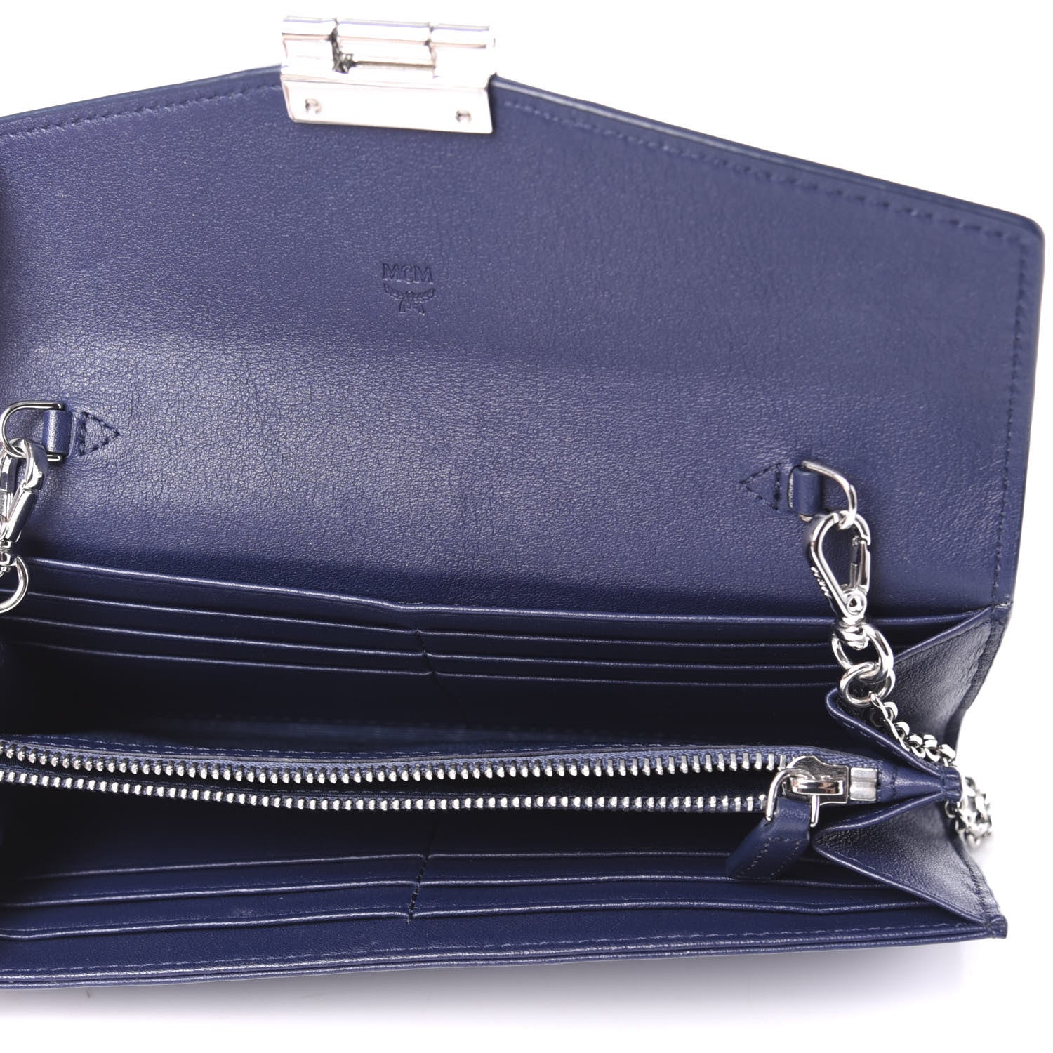 MCM Calfskin Ottomar Large Patricia Wallet On Chain Navy Blue 5 of 9