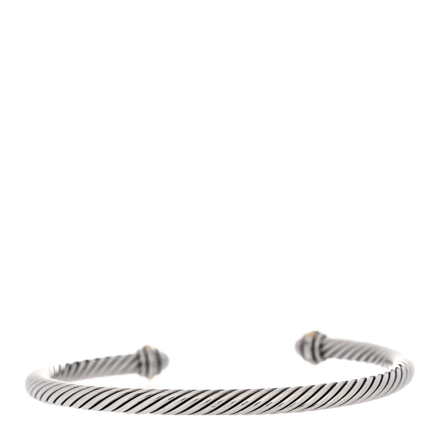 David Yurman Sterling Silver 18K Yellow Gold 4mm Cable Classics Bracelet 2 of 4