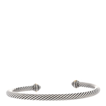 David Yurman Sterling Silver 18K Yellow Gold 4mm Cable Classics Bracelet 2 of 4