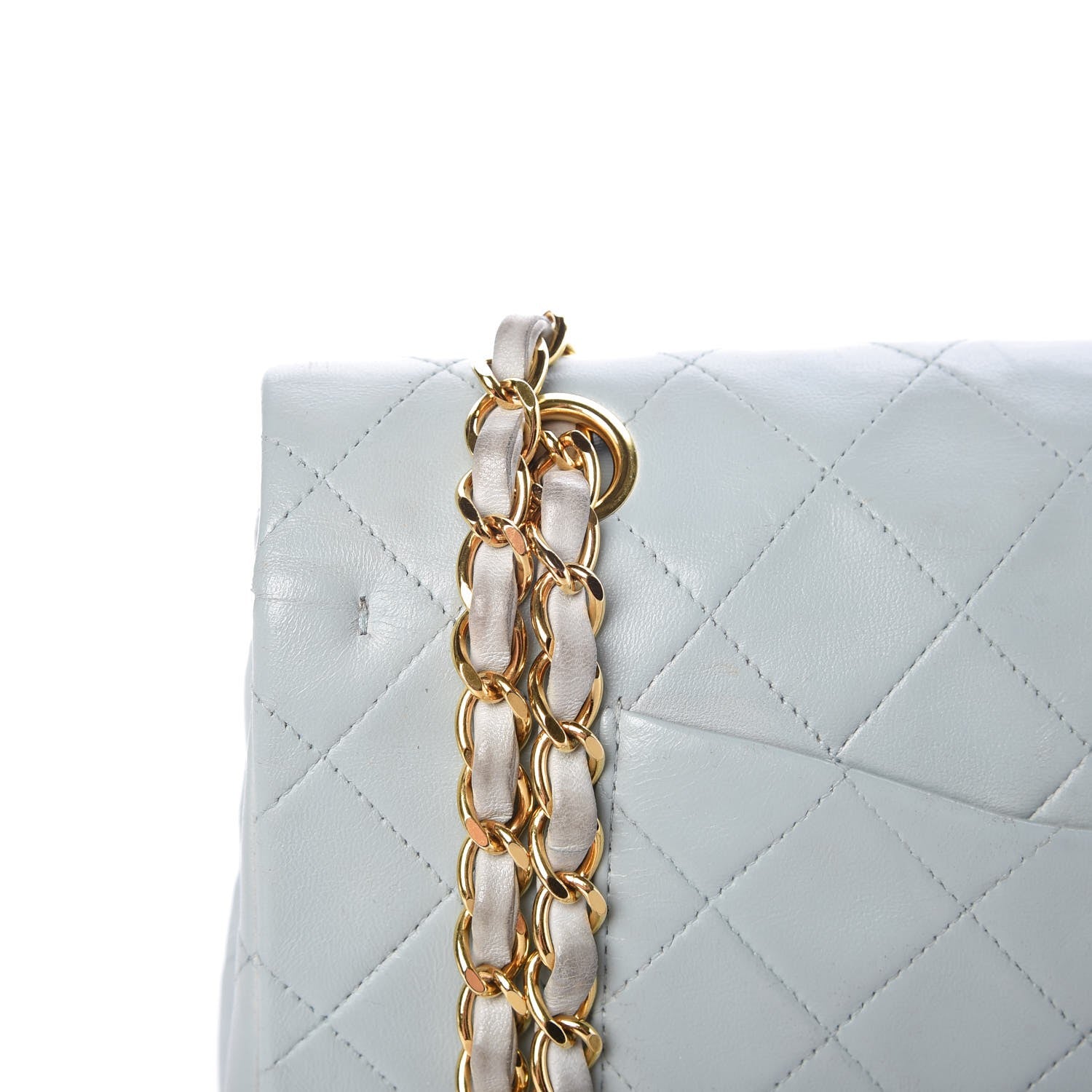 Chanel Lambskin Quilted Medium Double Flap Light Blue 12 of 14