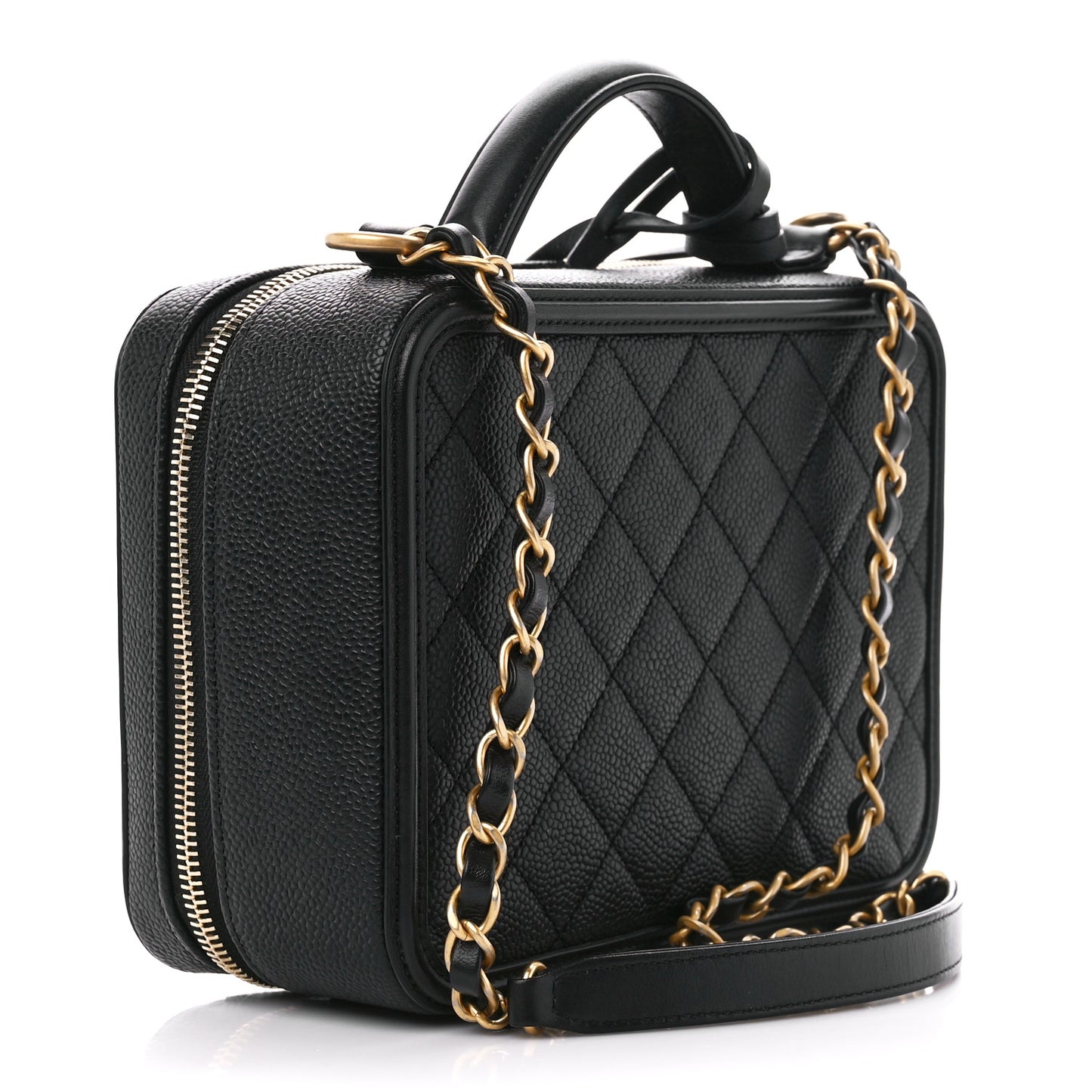 Caviar Quilted Medium CC Filigree Vanity Case Black