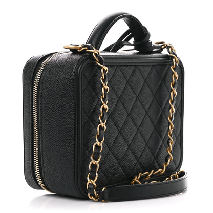 Chanel Caviar Quilted Medium CC Filigree Vanity Case Black 3 of 10