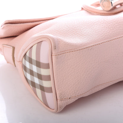 Burberry Grainy Calfskin House Check Horn Toggle Clutch Pink 7 of 9