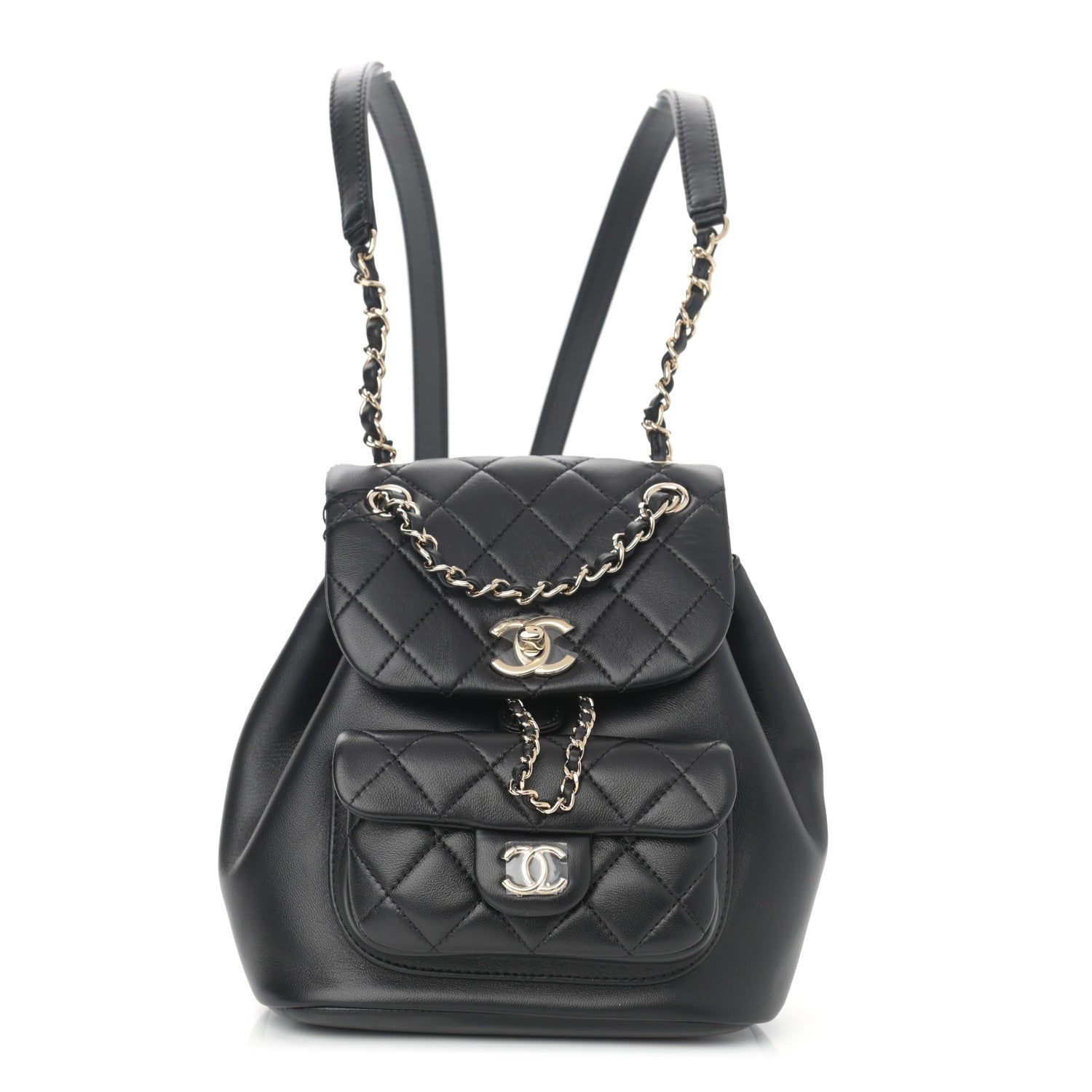 Chanel Lambskin Quilted Small Duma Drawstring Backpack Black 1 of 11