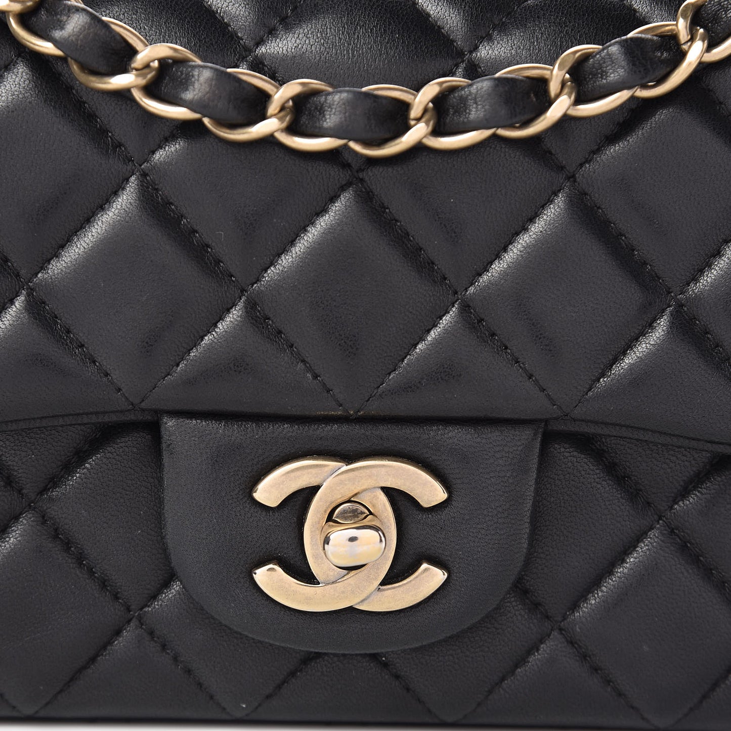 Lambskin Quilted Mini Rectangular Flap Black