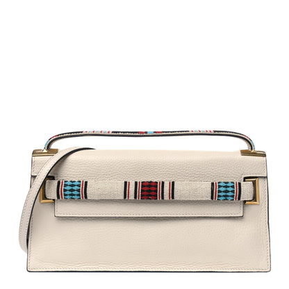 Valentino Garavani Pebbled Calfskin Beaded My Rockstud Clutch Ivory 1 of 6