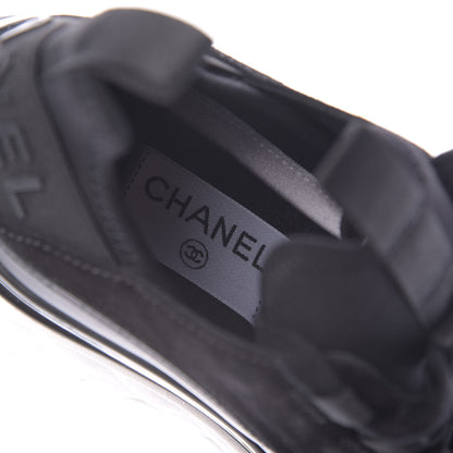 Chanel Fabric Calfskin Suede CC Sneakers 37.5 Black 8 of 9
