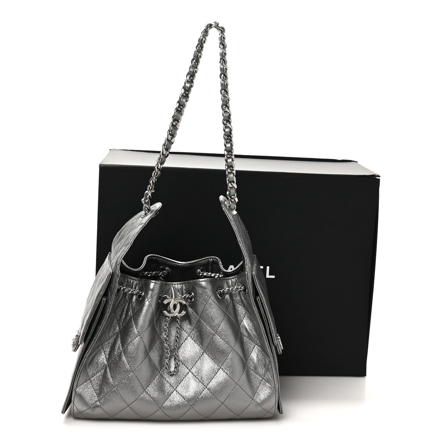 Chanel Metallic Caviar Quilted Small Chanel 25 Handbag Anthracite 21 of 21