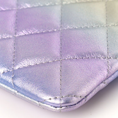 Chanel Gradient Metallic Calfskin Quilted Cosmetic Case Silver Blue Yellow Purple 9 of 9