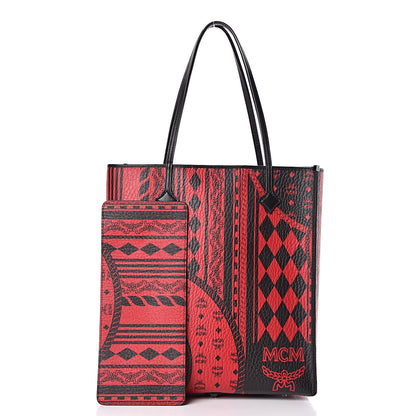 MCM Visetos Baroque Print Kira North South Shopper Tote Red 3 of 10