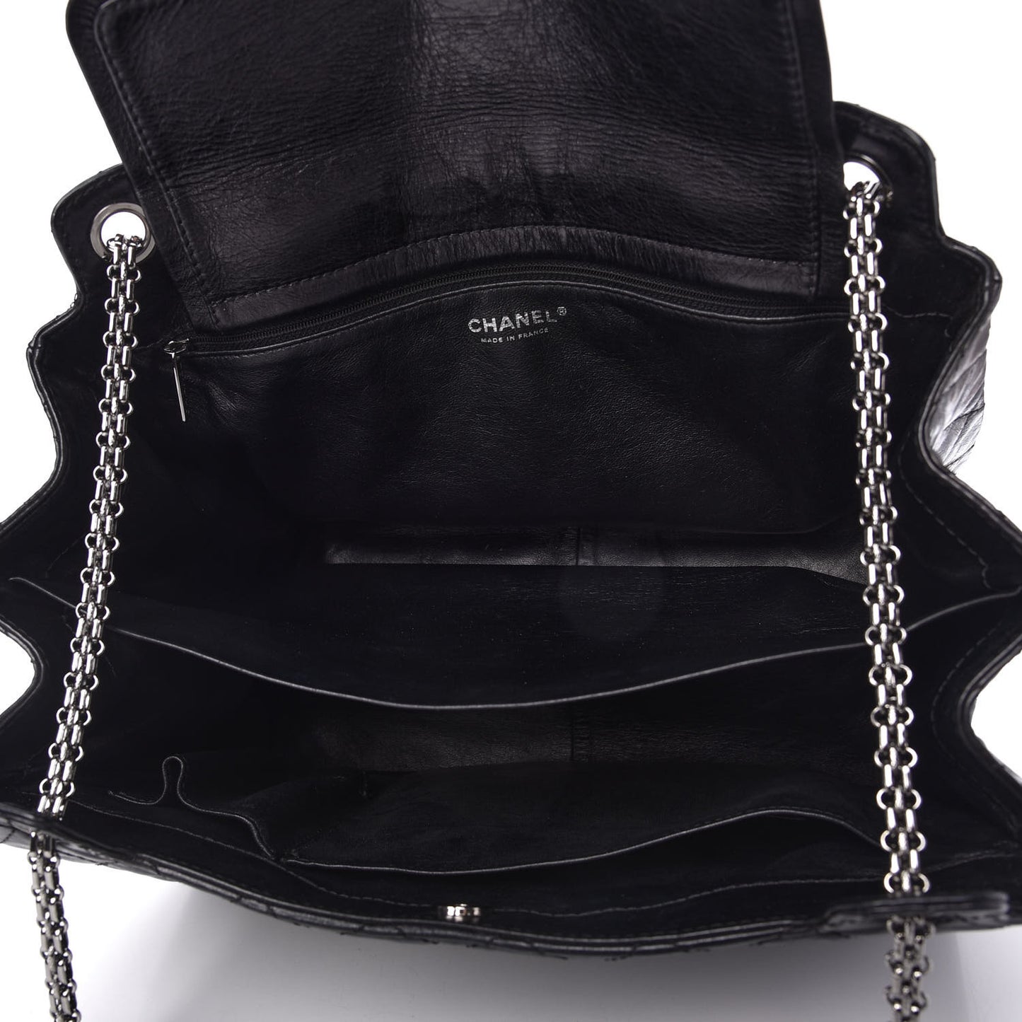 Metallic Calfskin Quilted XL Accordion Reissue Flap Black