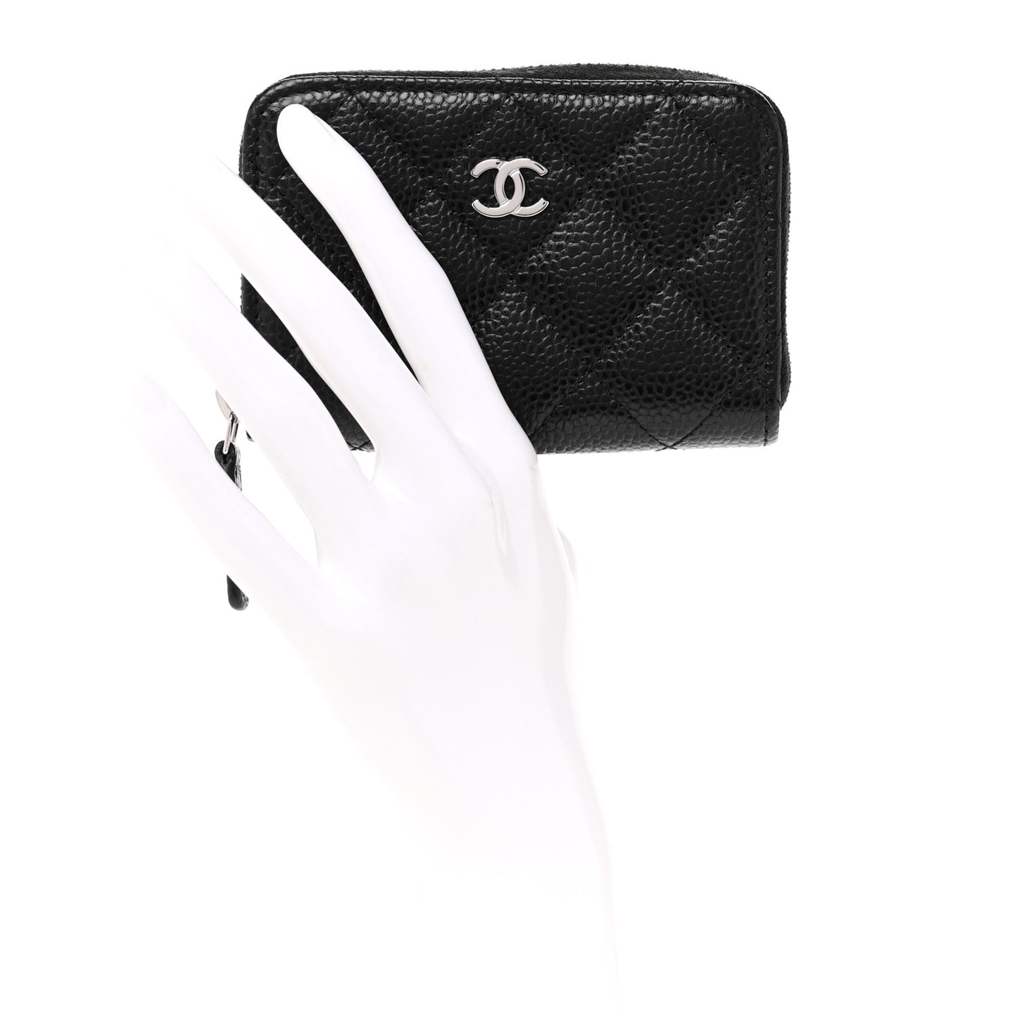 Caviar Quilted Classic Zipped Coin Purse Black