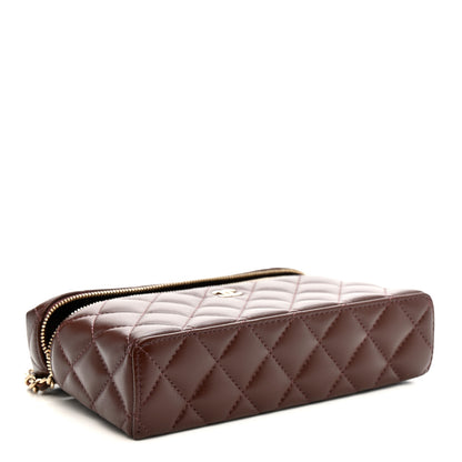 Chanel Lambskin Quilted Top Handle Slim Vanity With Chain Dark Brown 6 of 21
