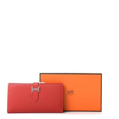 Hermes Epsom Bearn Gusset Wallet Rouge Casaque 7 of 7