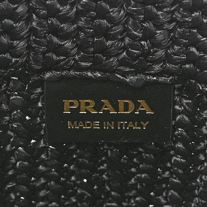 Prada Yarn Raffia Effect Crochet Small Logo Tote Black 6 of 9