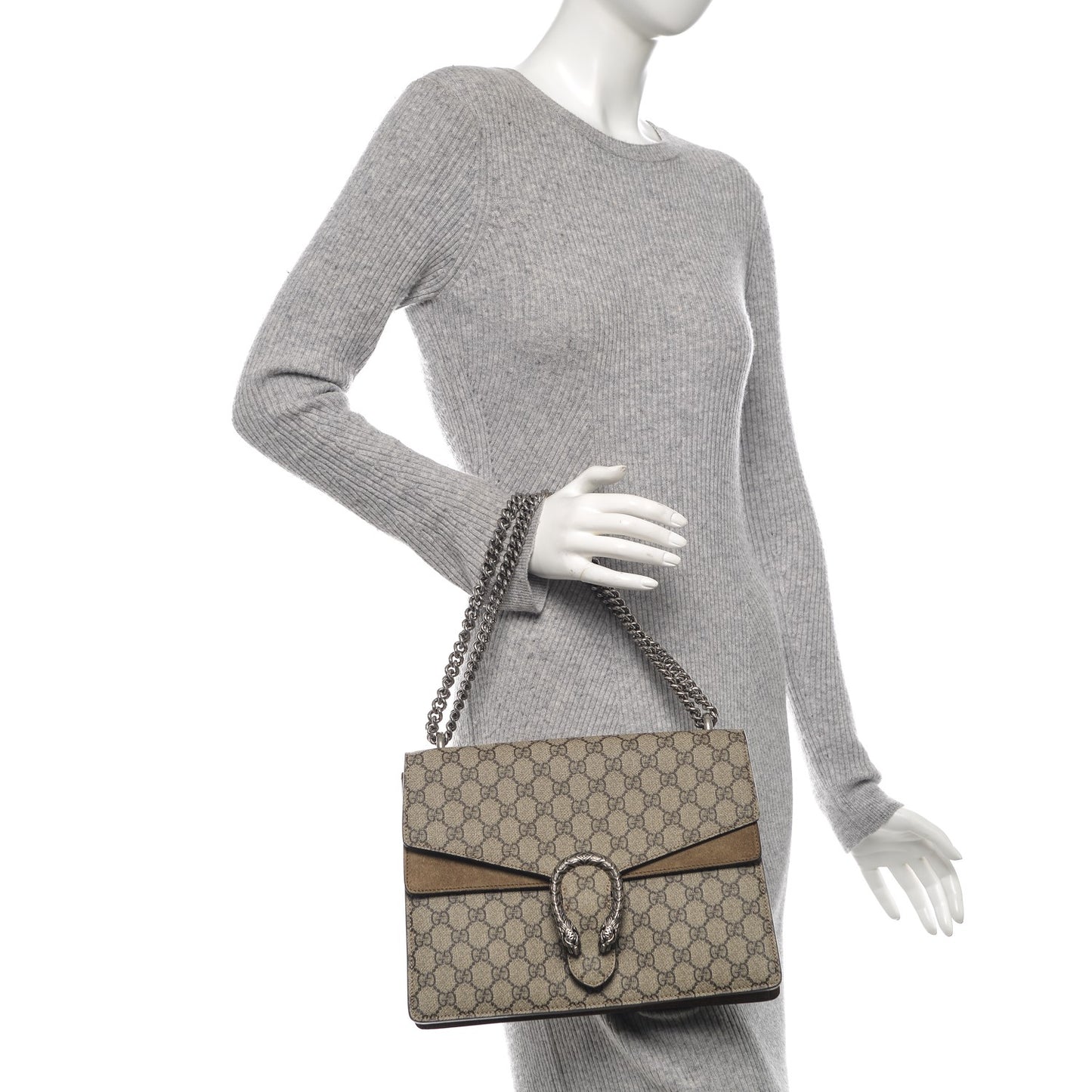 GG Supreme Monogram Medium Dionysus Shoulder Bag Taupe