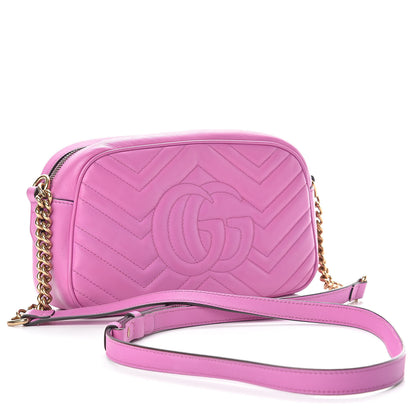 Gucci Calfskin Matelasse Small GG Marmont Chain Shoulder Bag Candy Mousse 3 of 12