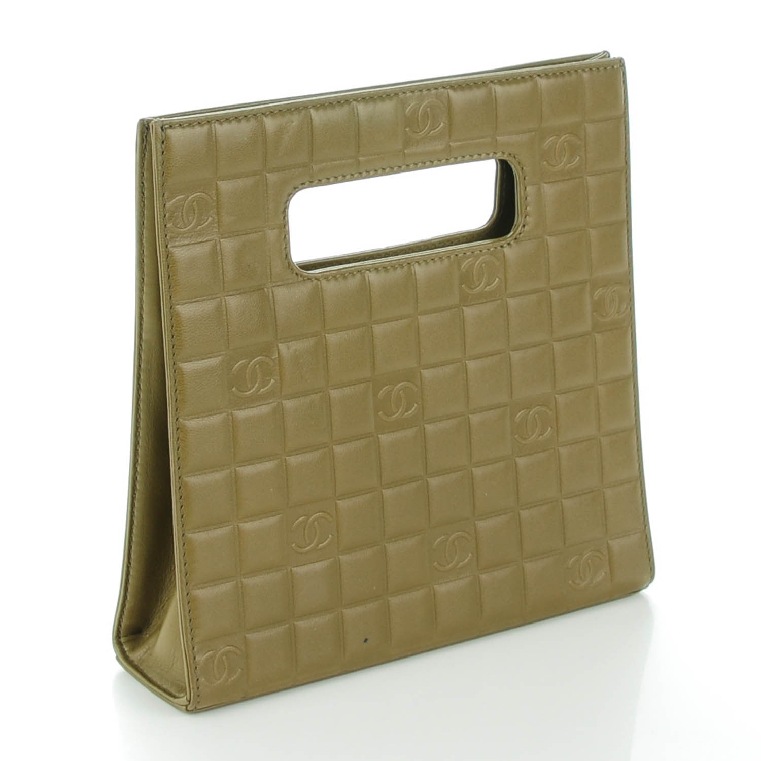 Chanel Lambskin Chocolate Bar Quilted Evening Bag Green 3 of 7