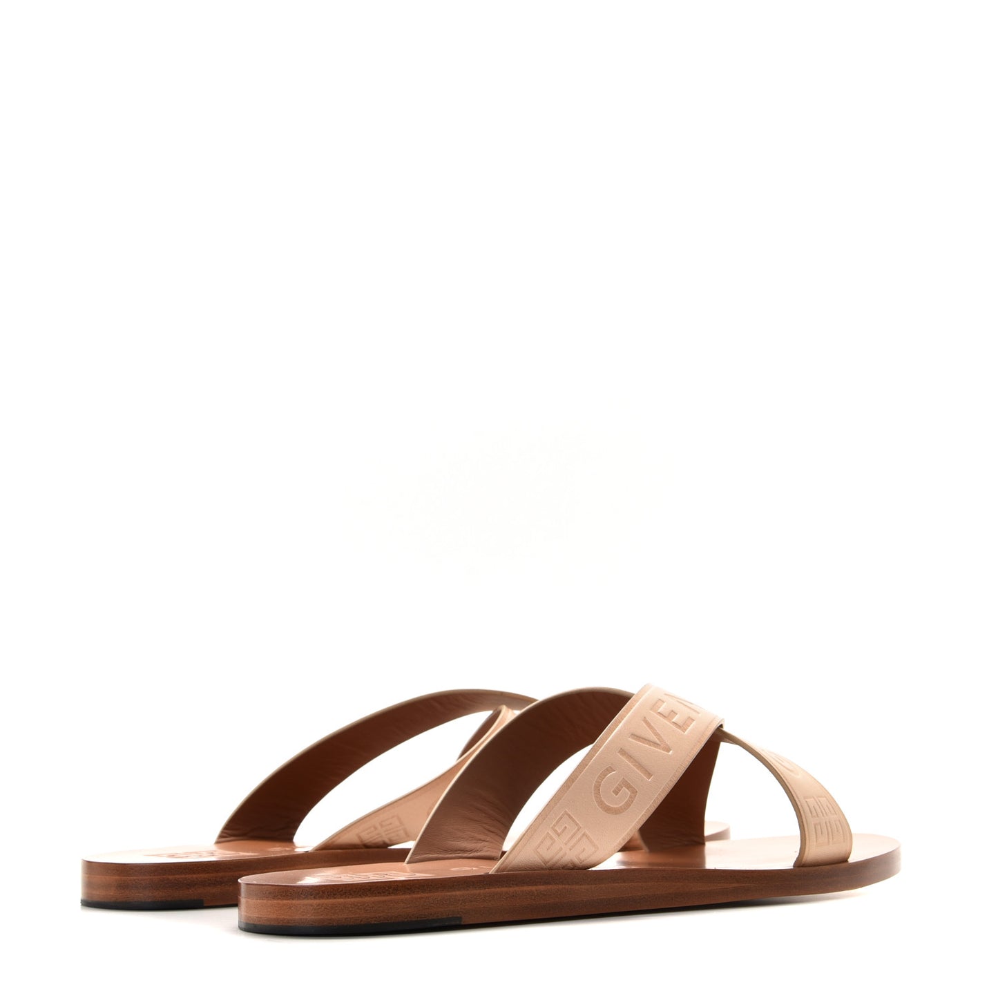 Calfskin Logo Strap Sandals 37 Brown