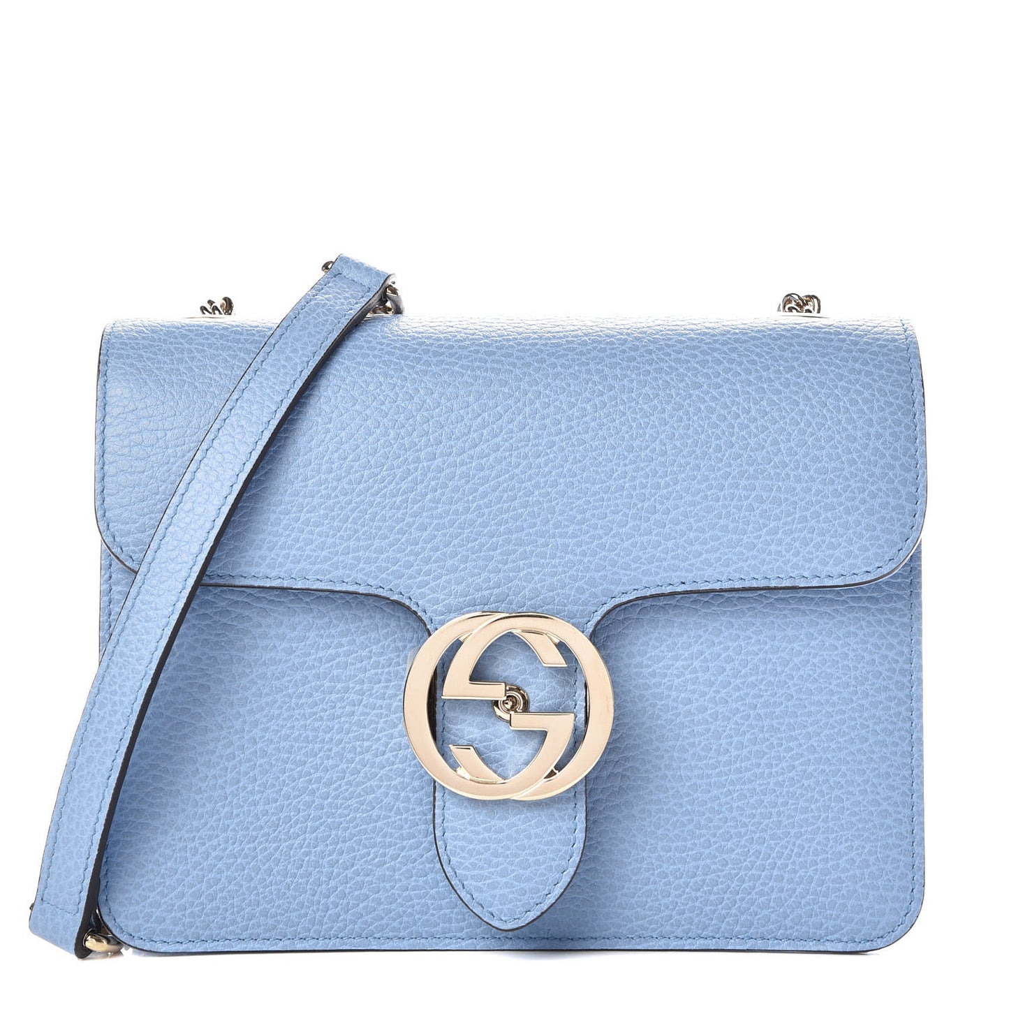 Dollar Calfskin Small Interlocking G Shoulder Bag Mineral Blue
